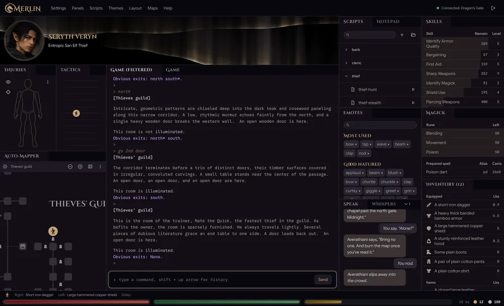 Merlin's game window in the Merlin theme