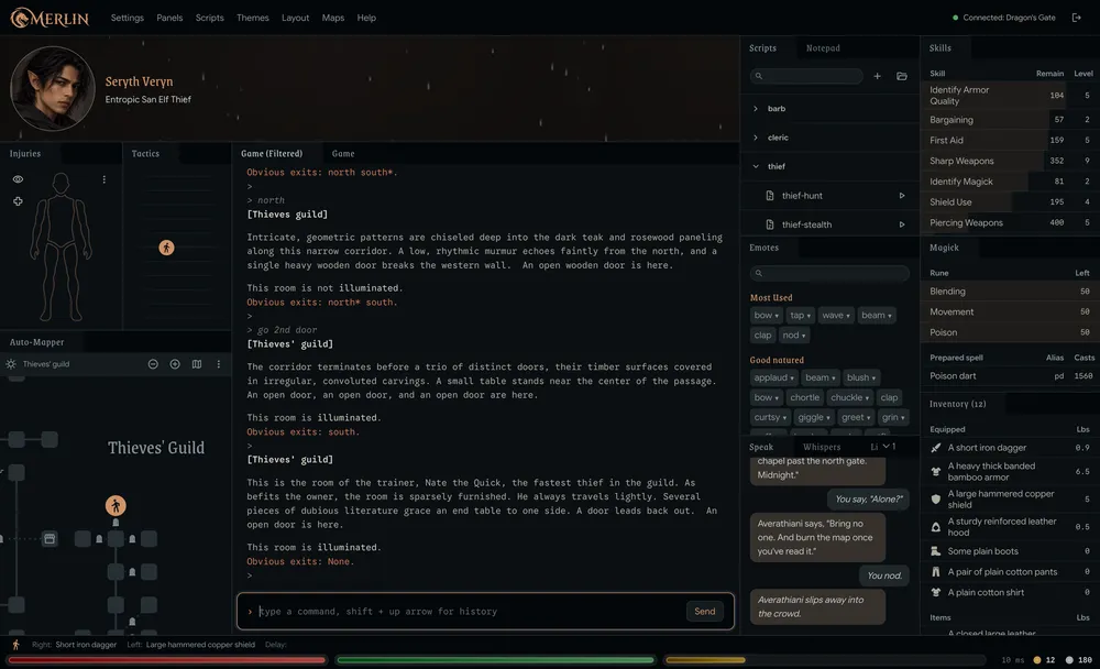 Merlin's game window in The Gate theme
